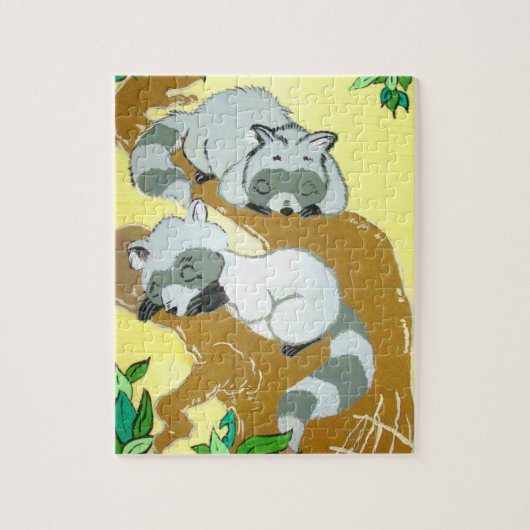Puzzle de bébés ratons laveurs endormis (Vertical)
