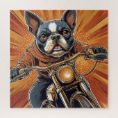 Puzzle de Boston terrier Biker (Vertical)