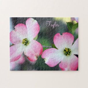 Puzzle de cadeau personnalisé par fleur rose de