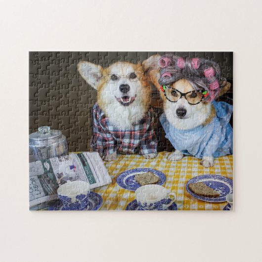 Puzzle de café Corgi Morning (Horizontal)