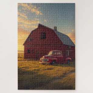 Puzzle de camionnette ancienne de grange rouge