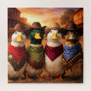 Puzzle de canard cowboy amusant   Art de canard we