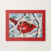 Puzzle de cardinal d'hiver (Horizontal)