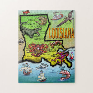 Puzzle de carte de bande dessinée de la Louisiane