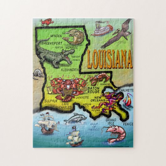 Puzzle de carte de bande dessinée de la Louisiane (Vertical)