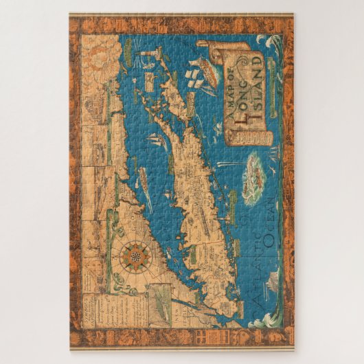 Puzzle de carte de Long Island grand (Vertical)