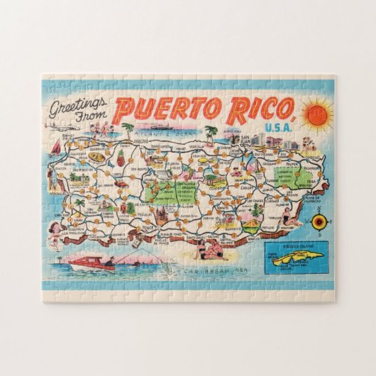 Puzzle de carte Porto Rico vintage (Horizontal)