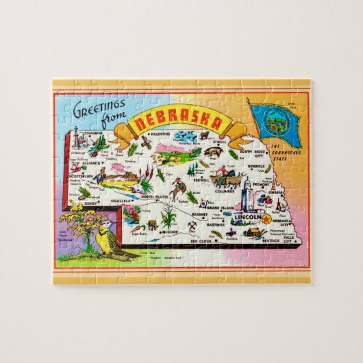 Puzzle de carte postale du Nebraska 8x10 (Horizontal)