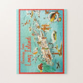Puzzle de carte rétro de Long Island 11x14 (Vertical)