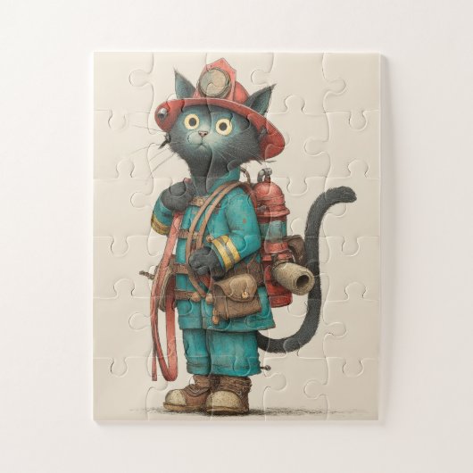 Puzzle de chasse de pompier chat (Vertical)