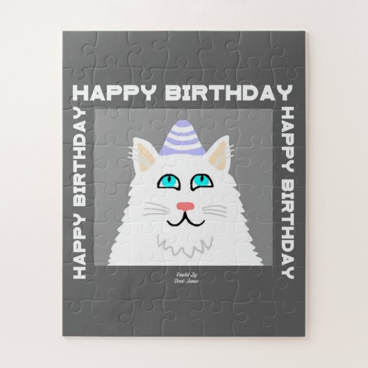 Puzzle de chat blanc Fluffy (Vertical)