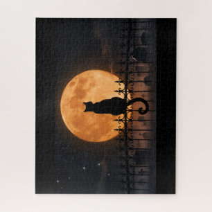 Puzzle de chat d'Halloween Silhouette de pleine