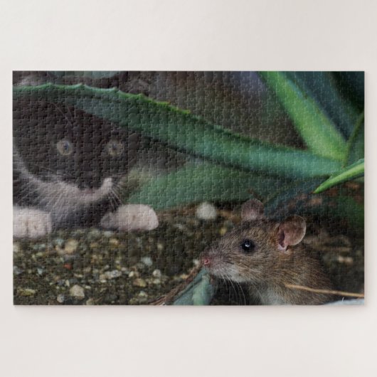 Puzzle de chat et de souris mignons (Horizontal)
