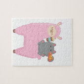 Puzzle de chat mignon chevauchant un lama (Horizontal)