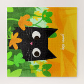 Puzzle de chat noir floral pour Amoureux de les ch (Horizontal)