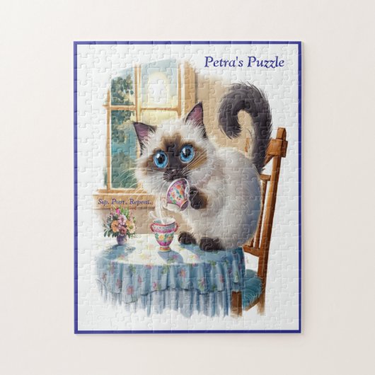 Puzzle de chat siamois et thé (Vertical)