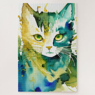 Puzzle de chat vert