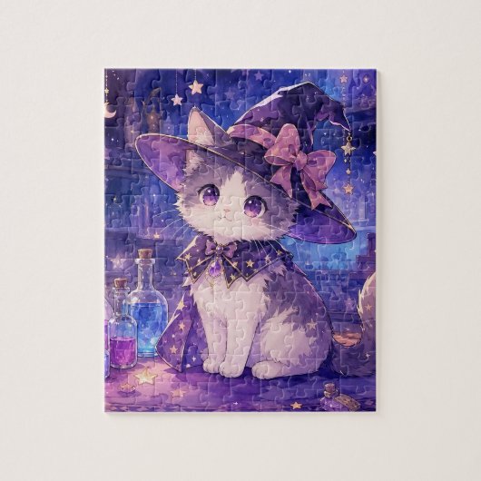 Puzzle de chaton sorcière mignon (Vertical)