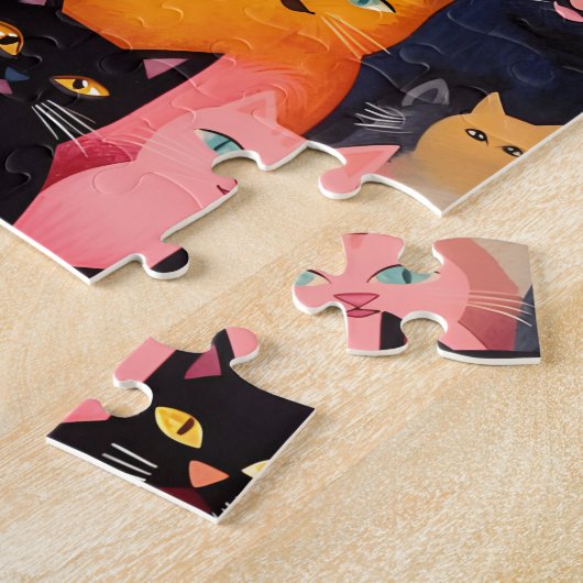Puzzle de chats multicolores (Côté)
