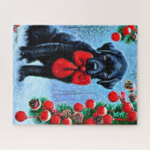 Puzzle de chien noir de Noël (Horizontal)