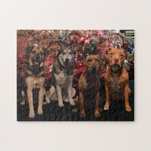 Puzzle de chiots de Joyeux Noël (Horizontal)