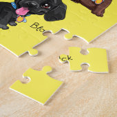 Puzzle de cinq chiots avec nom personnalisé. (Côté)
