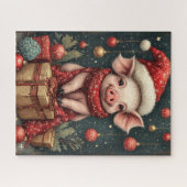 Puzzle de cochon de fête de Noël (Horizontal)