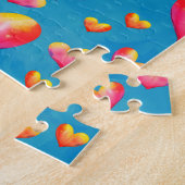 Puzzle de cœurs aquarelles multicolores (Côté)