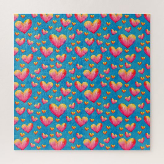 Puzzle de cœurs aquarelles multicolores (Vertical)