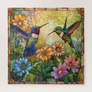 Puzzle de Colibris en Verre Coloré