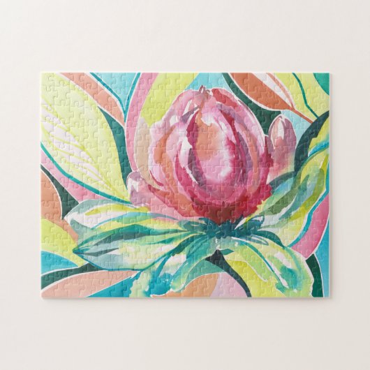 Puzzle de coloriage floral à l'aquarelle (Horizontal)