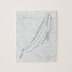 Puzzle de coloriage pour adultes de baleine bleue