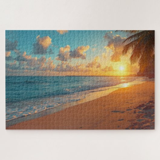 Puzzle de coucher de soleil sur une plage tropical (Horizontal)