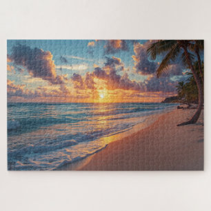 Puzzle de coucher de soleil sur une plage tropical