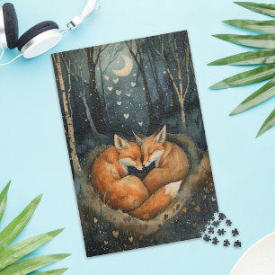 Puzzle de couple de renards roux mignons amoureux