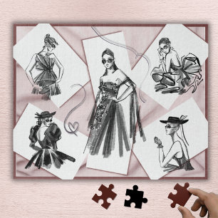 Puzzle de croquis de créateur de mode de couture d