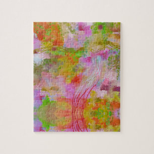 Puzzle de défi Abstrait en rose et vert
