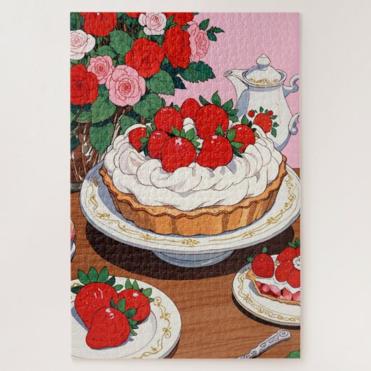 Puzzle de dessert à la fraise (Vertical)