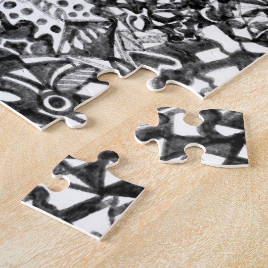 Puzzle de dessin Abstrait noir et blanc (Côté)