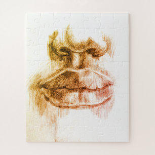 Puzzle de dessin au crayon des lèvres et du nez