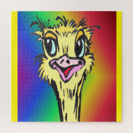 Puzzle de dessin : Cute Ostrich Rainbow (Vertical)