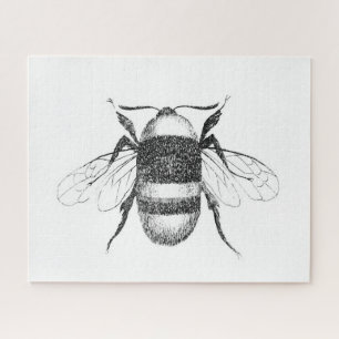 Puzzle de dessin d'abeilles vintages noir et blanc