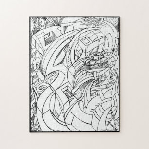 Puzzle de dessin d'encre