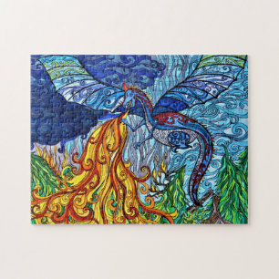 Puzzle de dragon en verre feutré