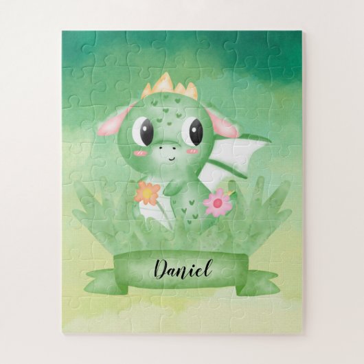 Puzzle de dragonnet bébé mignon aquarelle (Vertical)
