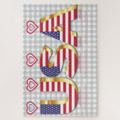 Puzzle de drapeau américain avec coeurs (Vertical)