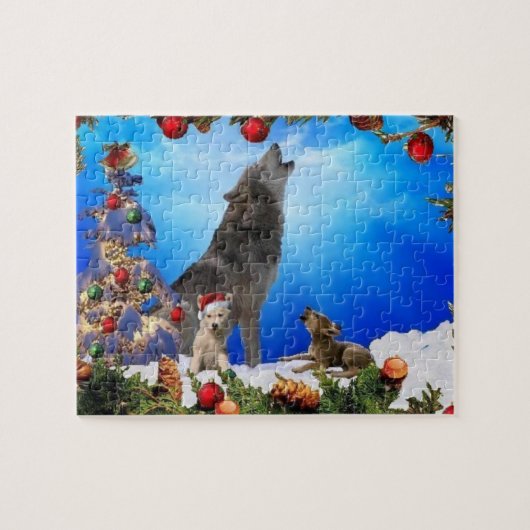 Puzzle de famille de loup de chant (Horizontal)