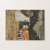 Puzzle de fantôme d'Halloween de style ferme moder (Horizontal)