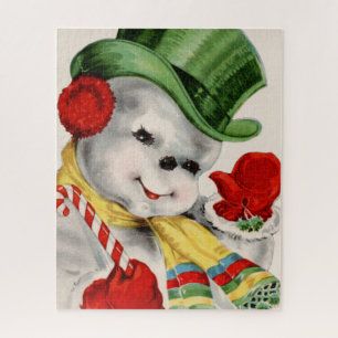 Puzzle de fête de rétro Noël vintage de bonhomme
