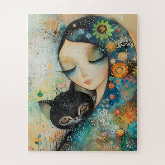 PUZZLE DE FILLE ET CHAT D'ART (Vertical)